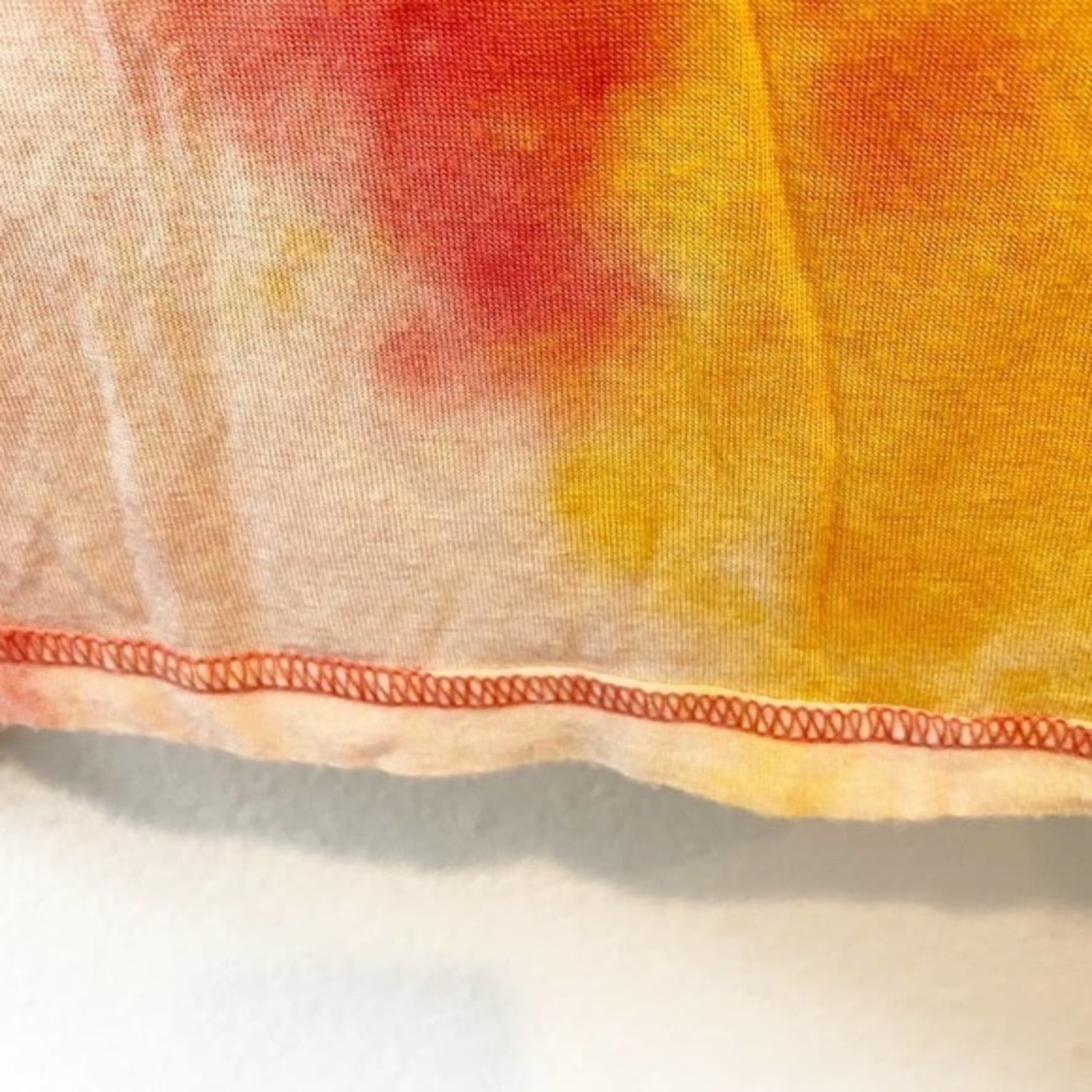 Tie Dye Dolman Womens Small Top Long Sleeve Red and Yellow Trendy Comfy - Picture 6 of 9
